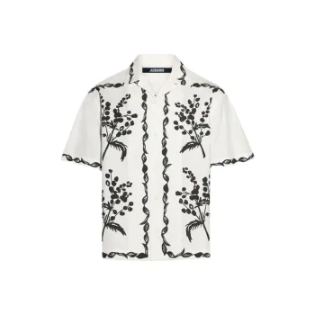 Jacquemus FW24 Curly Mimosa Bowling Shirt Print Mimosa Frise Black