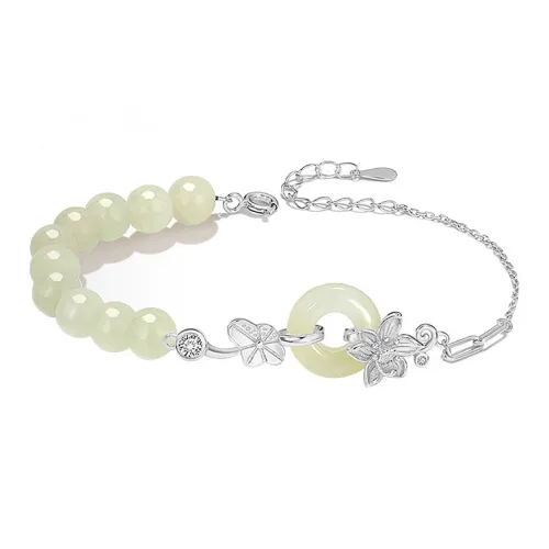 LUXLINE Bracelets Pale Greenish White Jade Women's