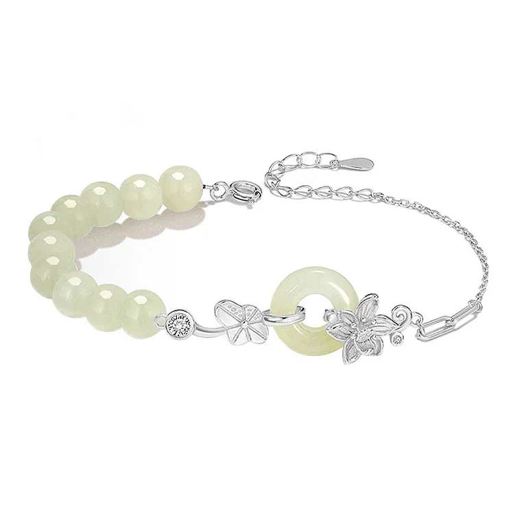 LUXLINE Bracelets Pale Greenish White Jade Women's-0