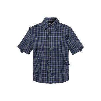 ROCAWEAR Shirt Unisex Black And Green Plaid