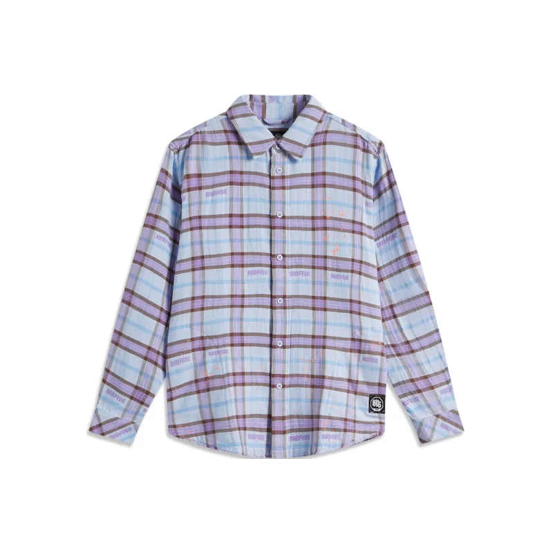 LiNing BadFive Shirt Men's Blue Purple Plaid-0