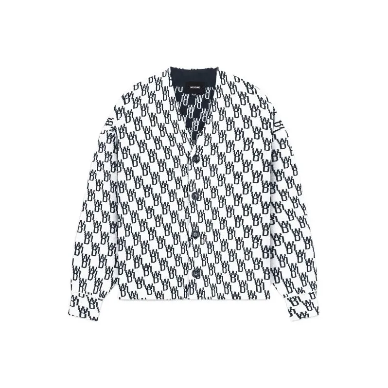 WE11DONE Logo-knit Button-up Cardigan-0