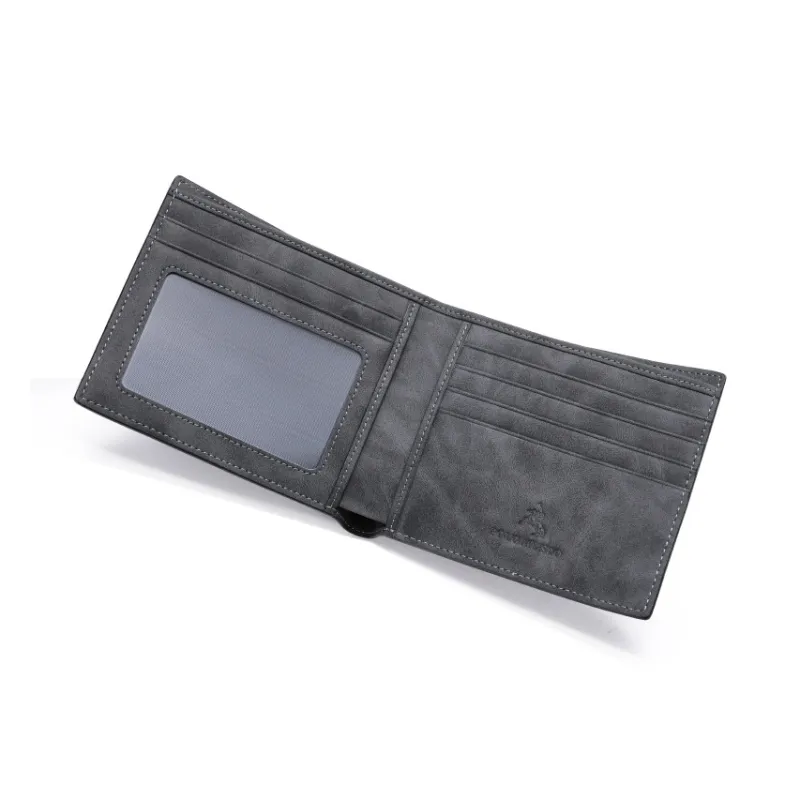 POLOMEISDO Synthetic Leather Premium Brand Fashion Cropped Wallet Men's Gradient Gray-3