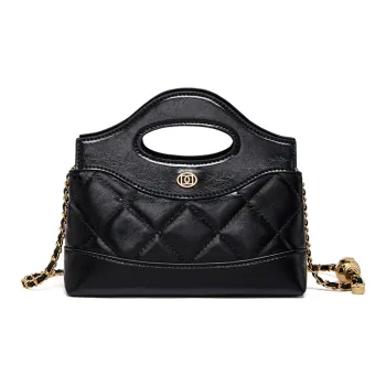 RED DRAGONFLY Cow Leather Handbag Unisex Classic Black/Silver