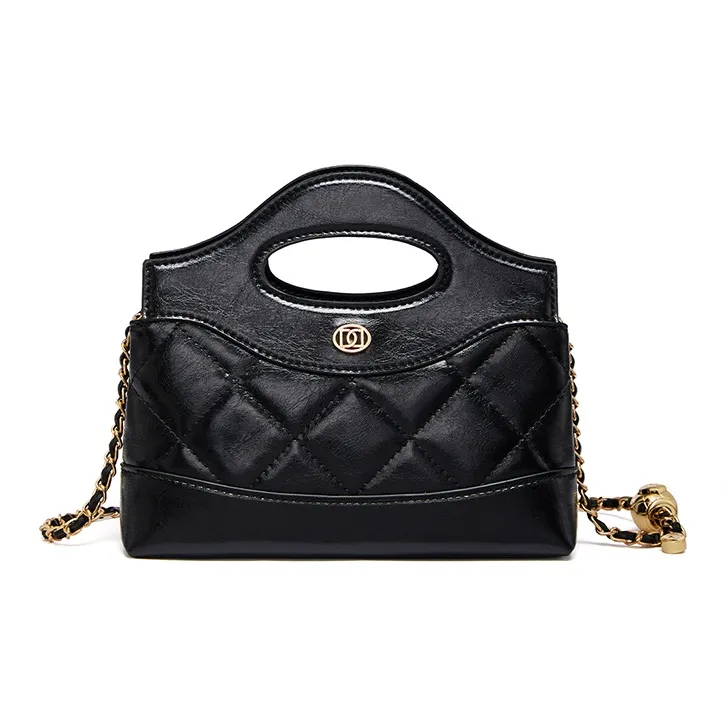 RED DRAGONFLY Cow Leather Handbag Unisex Classic Black/Silver-0