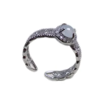 PUPAN Ice Glutinous White Ice Lace Chinese Fashion Trend Vintage Niche Design Jadeite Open Ring Women's