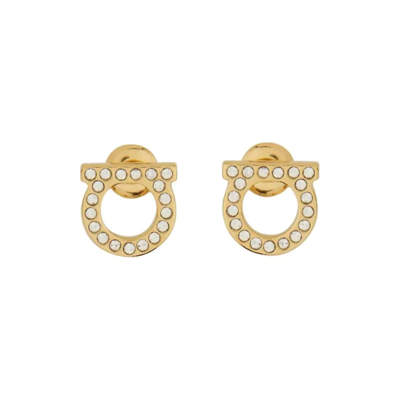 FERRAGAMO Brass Stud Earrings Women's Gold-0
