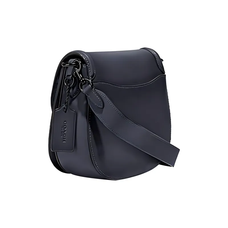 COACH Beat Leather Saddle Bag Shoulder Bag Crossbody Bag Medium Size Women's Black-1