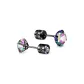 Black Colored Zircon-Iridescent Star Stud Earrings (5MM)