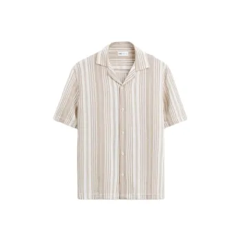ZARA Shirt Men's Beige/Brown Yellow