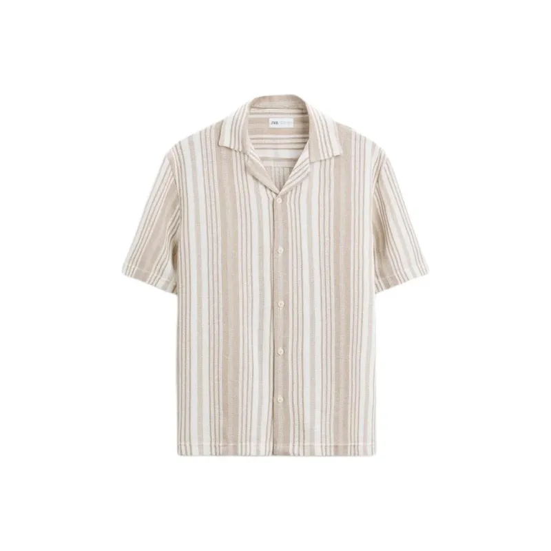 ZARA Shirt Men's Beige/Brown Yellow-0