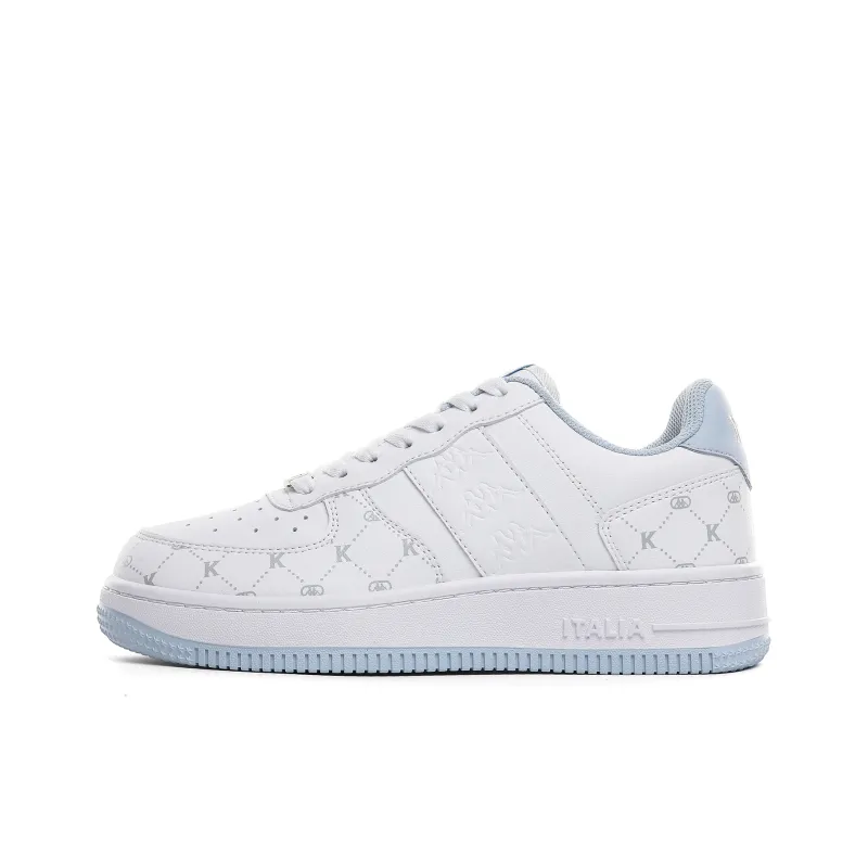 Kappa Flowers Back to Back Cushioning, Wear Resistant Low Top Skateboard Shoes Women's White Blue-0