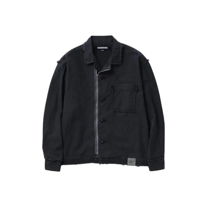 NEIGHBORHOOD Untrimmed Zip Long Sleeve Shirt-2