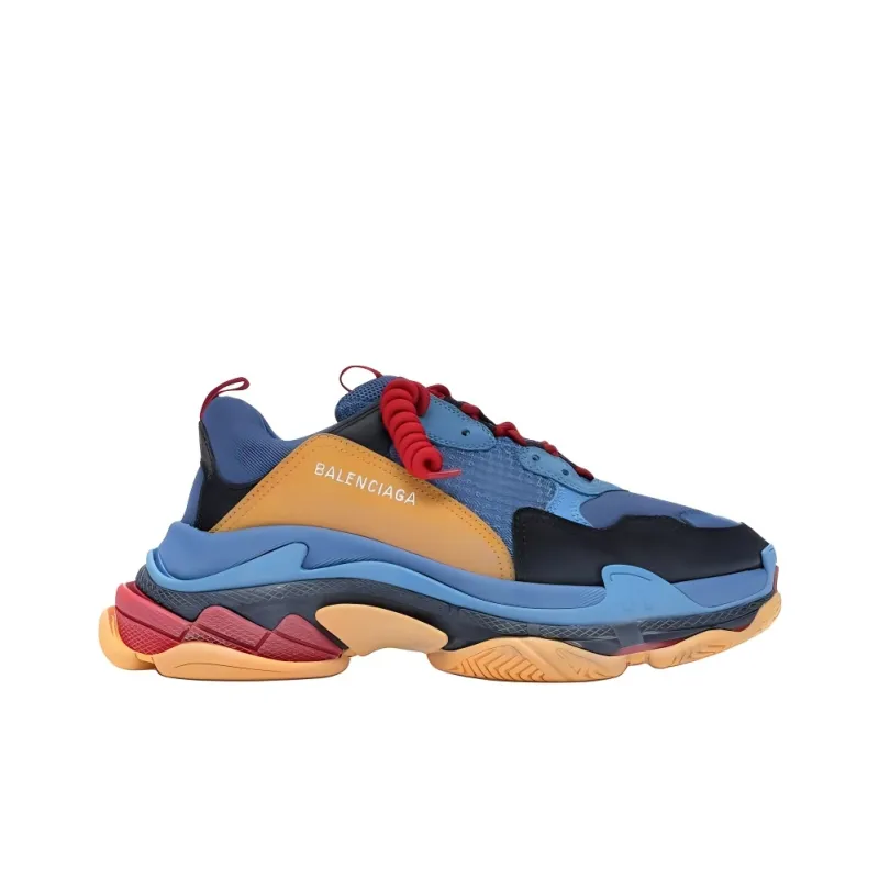 Balenciaga Triple S Low Top Chunky Sneakers Men's Blue-1