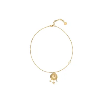 DIOR Faux Crystal Necklaces Women's Gold