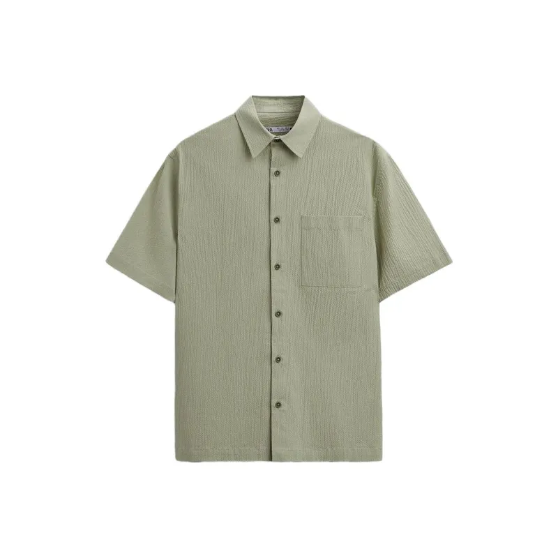 ZARA Shirts Men Light Green-0
