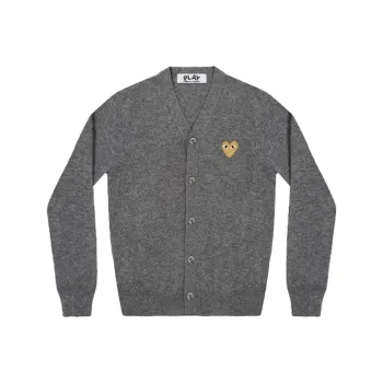 Comme Des Garcons Play Gold Heart Knit Cardigan Sweater