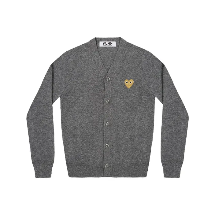 Comme Des Garcons Play Gold Heart Knit Cardigan Sweater-0