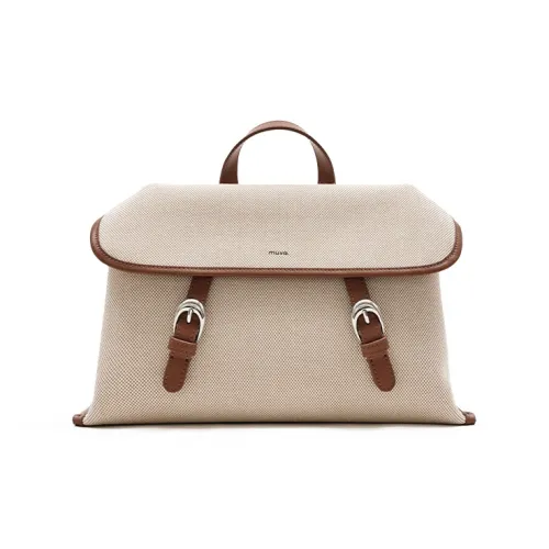 MUVA Fabric Backpack Women's Canvas Brown/Denim Blue
