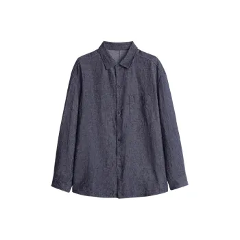 Osens Shirts Men Linen Blue