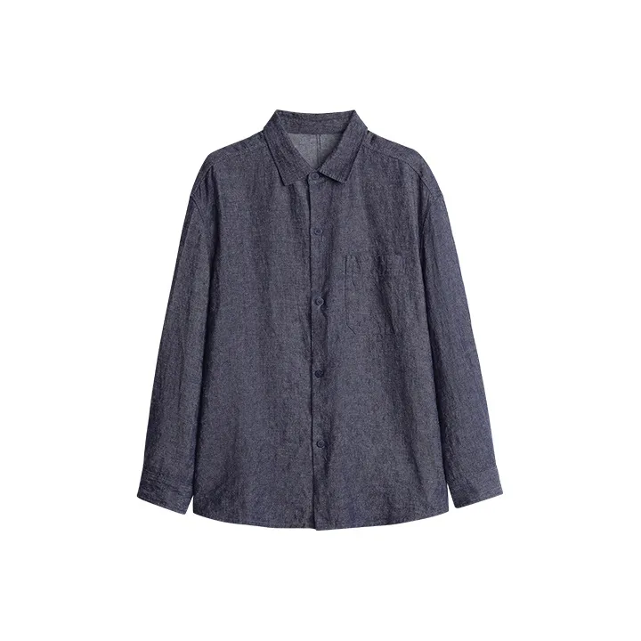 Osens Shirts Men Linen Blue-0