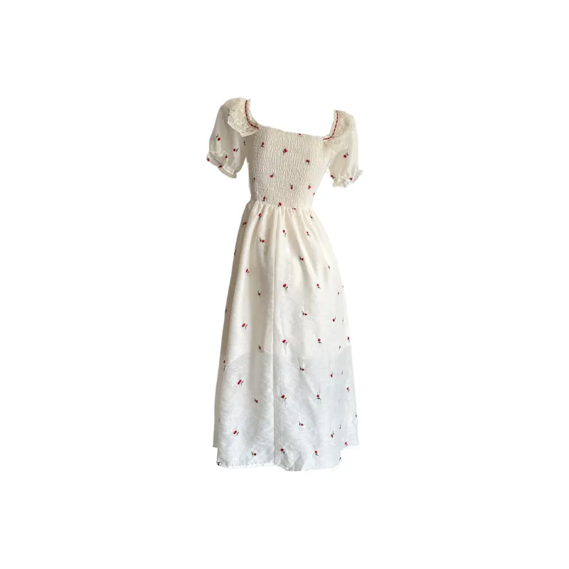 GLEE DIARY Short Sleeved Dress Women's White-1
