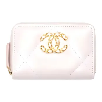 CHANEL 19Bag Lambskin Card Holder, Coin Purse Women's Light Purple