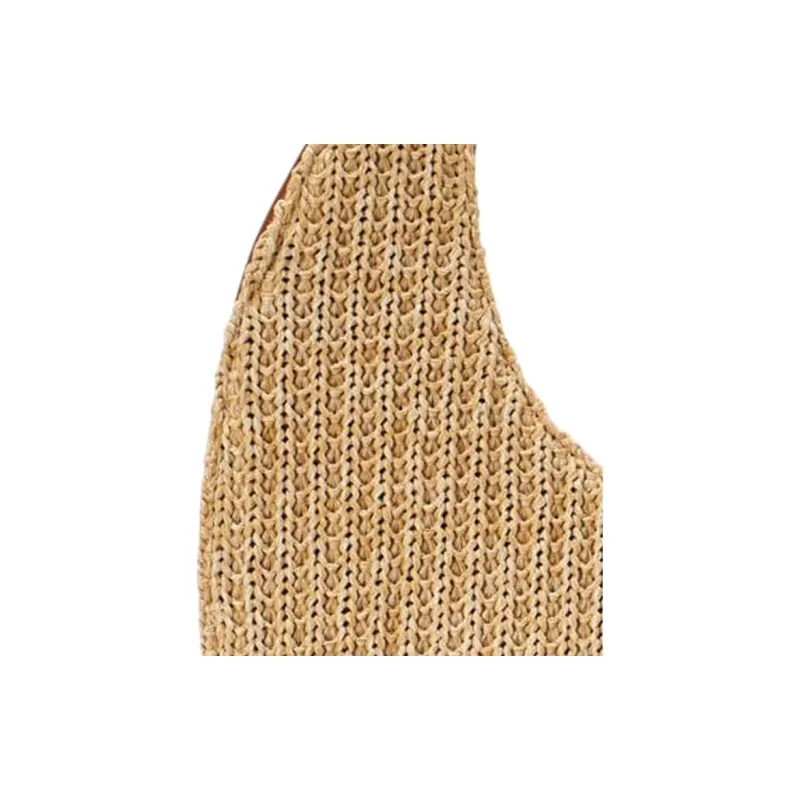 Staud Raffia With Calfskin Crescent Bag, One Shoulder Handbag Regular Women's Beige/Brown-3