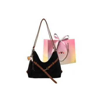 Yalu Velour Shoulder Bag Regular Women's Brown/Black/Coffee