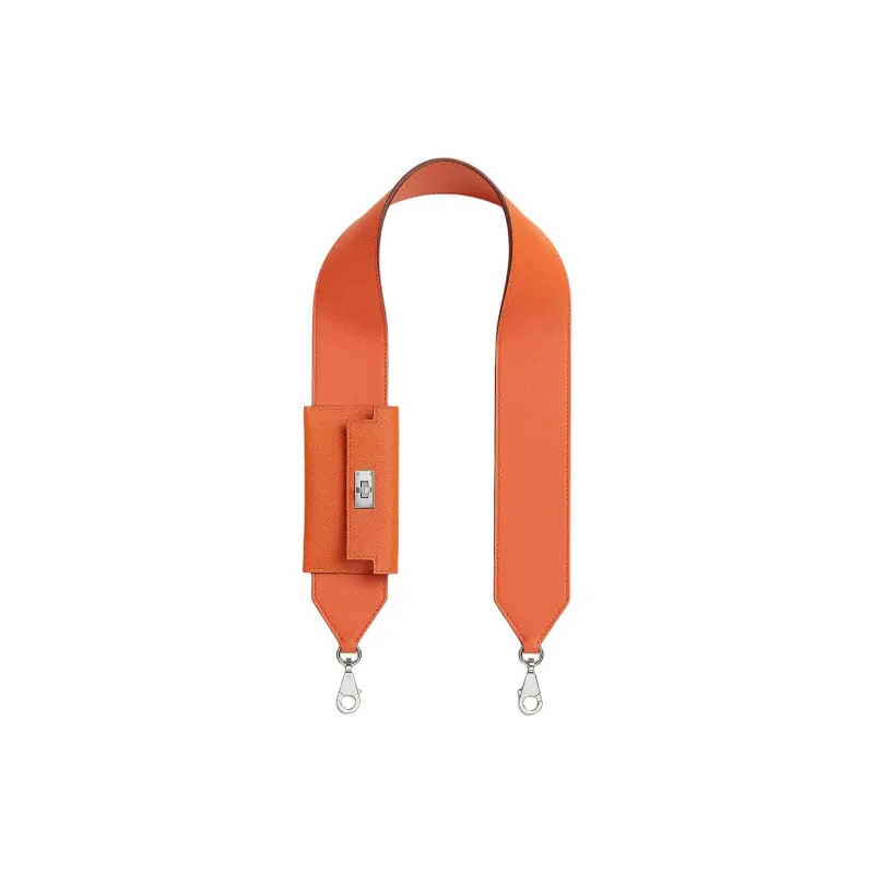 HERMES Kelly Pocket Swift Calfskin With Epsom Calfskin Bag Strap Unisex Orange-0