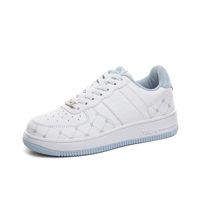 Kappa Flowers Back to Back Cushioning, Wear Resistant Low Top Skateboard Shoes Women's White Blue-2
