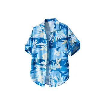 KNOW EVERY Floral Shirt Unisex Hawaii Blue