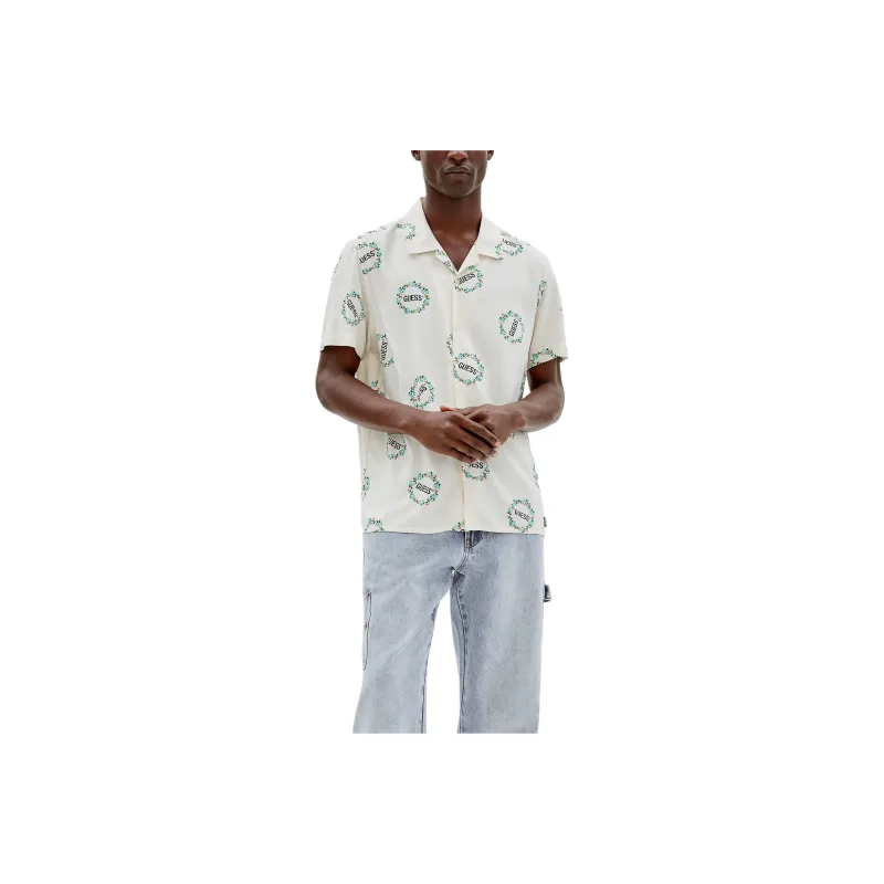 GUESS Originals Logo Short-Sleeve Shirt Shirt Men's White-0