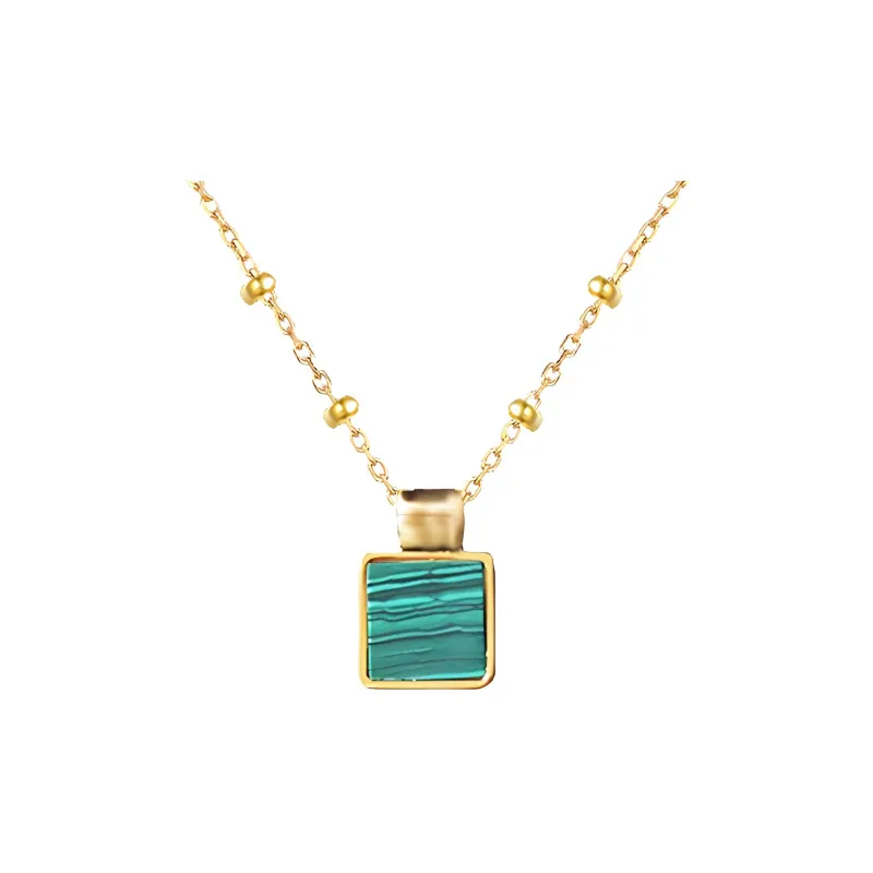 Wakfu Malachite Gold Plated Silver Necklaces Women's-1