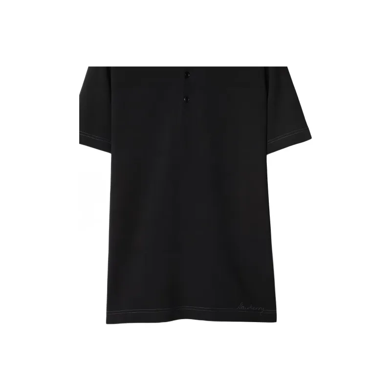 Burberry Logo embroidered Cotton Polo Shirt-5