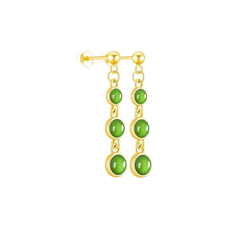 Long Fu Hetian Jade Earrings Jasper Women's-5