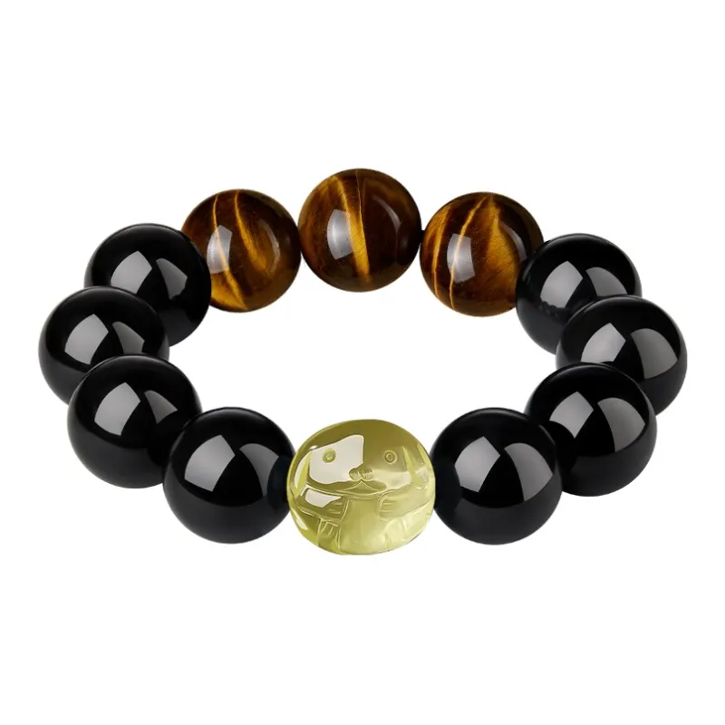 Moonstone Edge Natural Obsidian Bracelets Men's-16