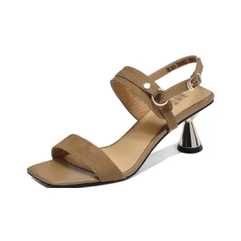 XICUNMINGWU One Strap Sandals Women's Khaki