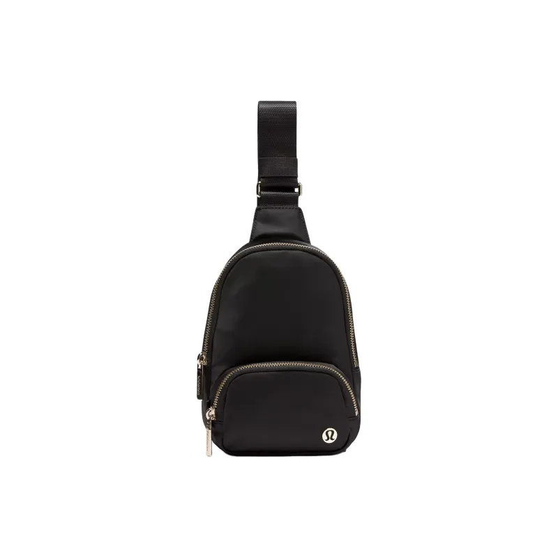 Lululemon Everywhere Nylon Sling Bag Unisex Black & Gold-0