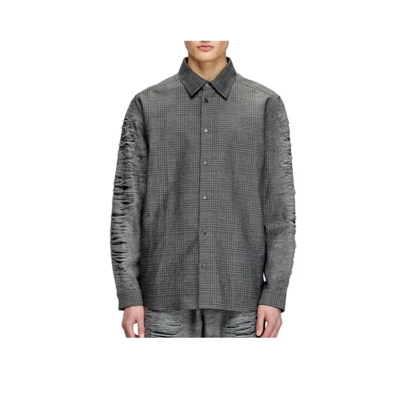 DIESEL S Olov Distressed Checked Shirt-0