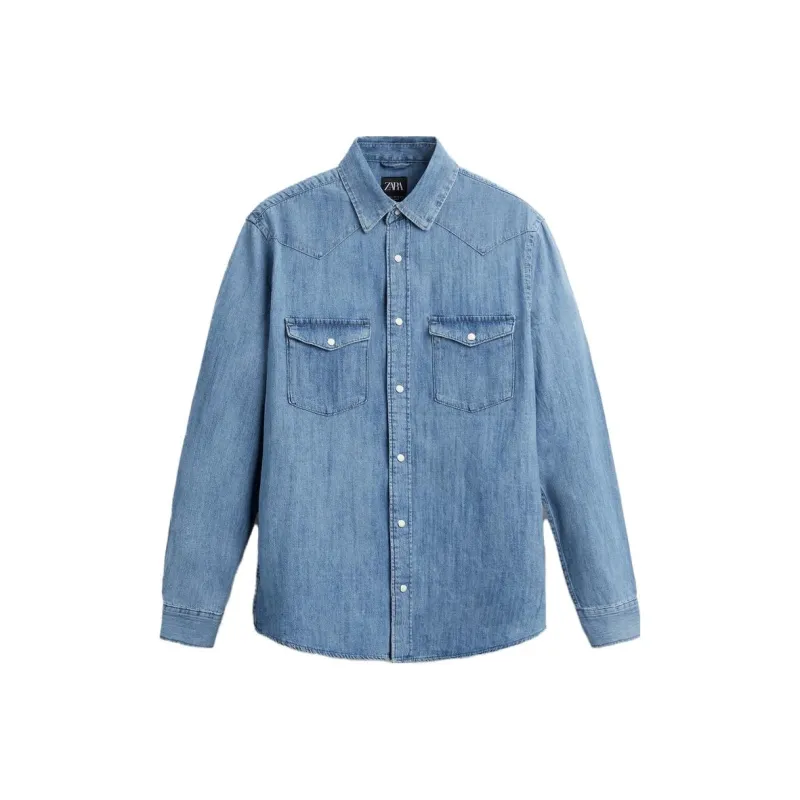 ZARA Shirts Men Medium Blue-0