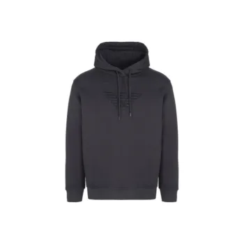 EMPORIO ARMANI Logo Embroidered Drawstring Hoodie