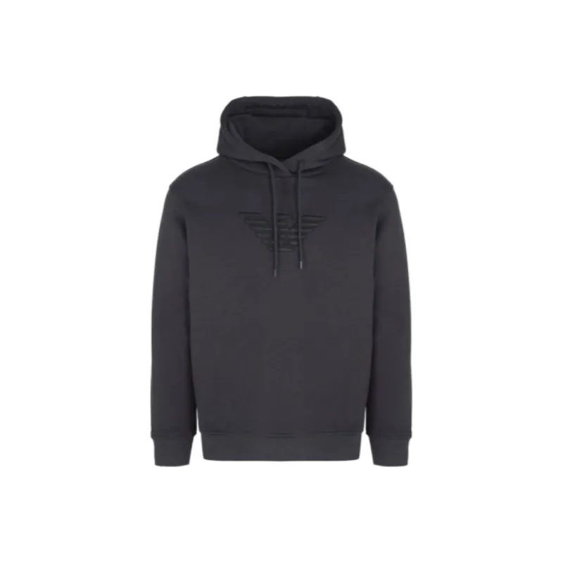 EMPORIO ARMANI Logo Embroidered Drawstring Hoodie-0