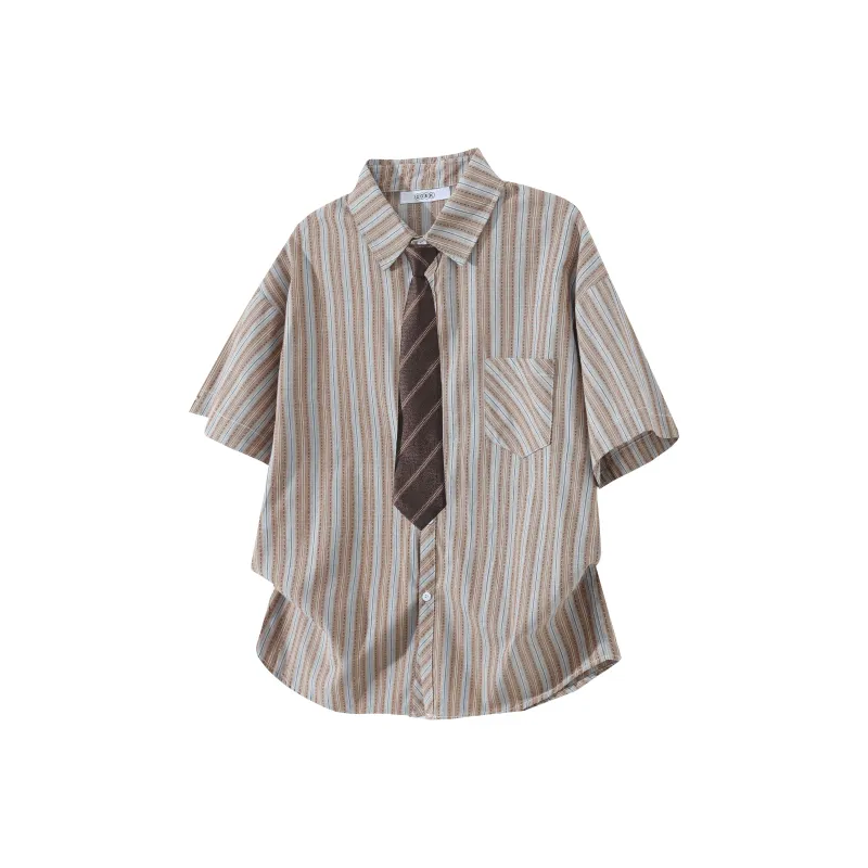 OGEK Shirt Unisex White Blue Comes With Random Print T Shirt+Brooch-11