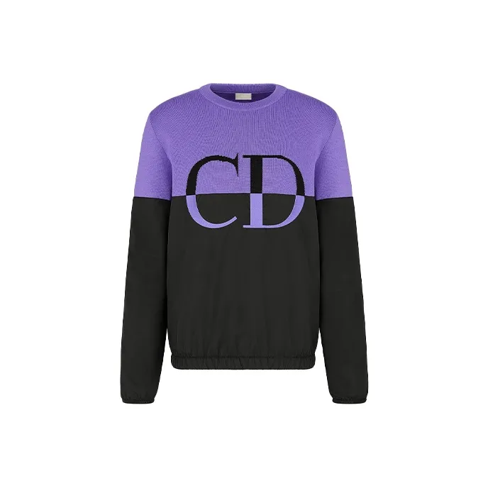 DIOR Quarterly New Products Sweaters Men Black Purple Multicolor-0