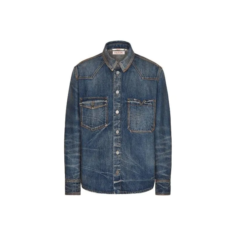 Valentino V Logo Buttoned Denim Jacket-0