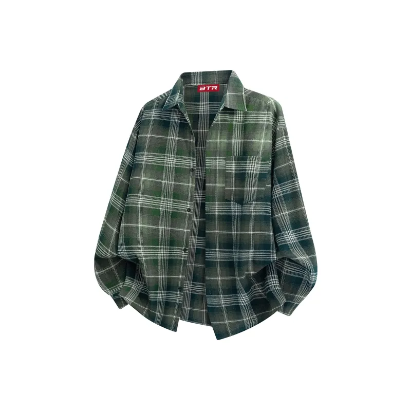 BTR Shirt Unisex Blue Brown Plaid-5