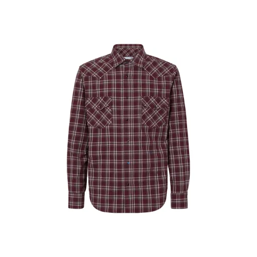 JACOB COHEN Burgundy Flannel Checked Western Shirt Shirt Men's Red