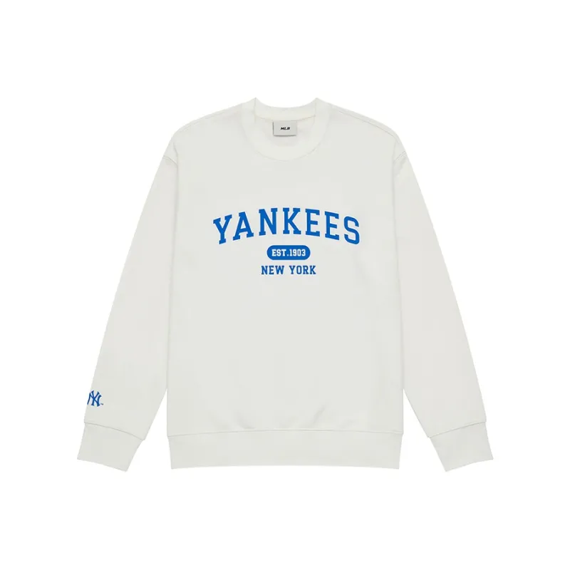 MLB Preppy Style Collection New York Yankees 24FW Pre Fall Early Autumn Crew Neck Sweatshirt Unisex Cream-0