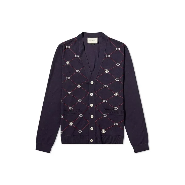 GUCCI Jacquard motif V neck Jumper-0